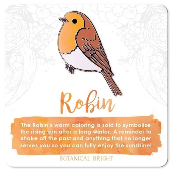 Robin Bird Enamel Pin - Gold Plated Nature & Wildlife Jewelry - Garden Brooch - Picture 1 of 3